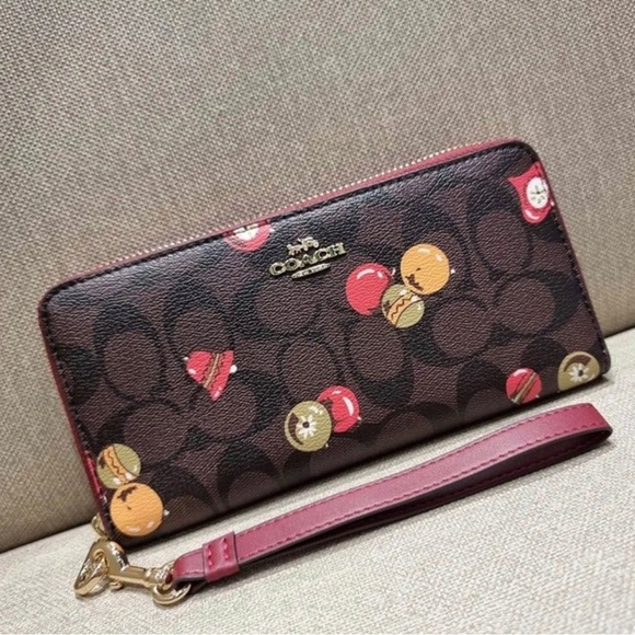 NWT COACH Long Zip Around Wallet In Signature Canvas With Ornament Print - Picture 2 of 11